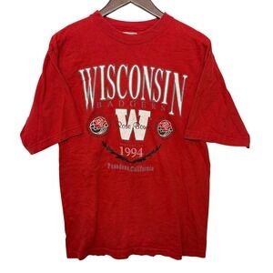 Vintage Wisconsin Badgers 1994 Rose Bowl T-Shirt Red Galt Sand Mens Medium